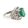 Image 2 : 14KT White Gold 2.76 ctw Emerald and Diamond Ring