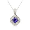 Image 2 : 14KT White Gold 2.31 ctw Tanzanite and Diamond Pendant With Chain