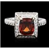 Image 1 : 14KT White Gold 2.95 ctw Garnet and Diamond Ring