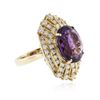 Image 2 : 14KT Yellow Gold 7.67 ctw Amethyst and Diamond Ring