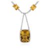 Image 2 : 14KT White Gold 35.00 ctw Citrine and Diamond Necklace