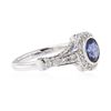 Image 2 : 14KT White Gold 1.49 ctw Sapphire and Diamond Ring