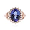 Image 1 : 14KT Rose Gold 4.13 ctw Tanzanite and Diamond Ring