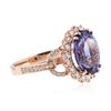 Image 2 : 14KT Rose Gold 4.13 ctw Tanzanite and Diamond Ring