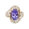 Image 1 : 14KT Yellow Gold 4.73 ctw Tanzanite and Diamond Ring