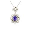 Image 2 : 14KT White Gold 3.64 ctw Tanzanite and Diamond Pendant With Chain