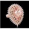 Image 2 : 14KT Rose Gold 10.67 ctw Morganite and Diamond Ring