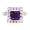 Image 1 : 14KT White Gold 2.00 ctw Amethyst and Diamond Ring