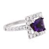 Image 2 : 14KT White Gold 2.00 ctw Amethyst and Diamond Ring