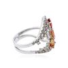 Image 3 : 14KT White Gold 1.57 ctw Multicolor Sapphire and Diamond Ring