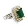 Image 2 : 14KT Two-Tone 3.67 ctw Emerald and Diamond Ring