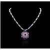 Image 1 : 18KT White Gold 42.63 ctw Multi Color Sapphire and Diamond Necklace