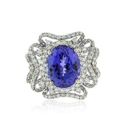 14KT White Gold 6.06 ctw Tanzanite and Diamond Ring