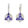 Image 1 : 14KT White Gold 6.74 ctw Tanzanite and Diamond Earrings