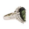 Image 2 : 14KT White Gold 4.23 ctw Green Tourmaline and Diamond Ring