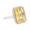 Image 2 : 14KT White Gold 7.33 ctw Citrine Quartz and Diamond Ring