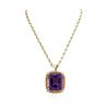 Image 2 : 14KT Yellow Gold 77.43 ctw Amethyst & Diamond Pendant with Chain