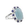 Image 2 : 14KT White Gold 10.73 ctw Aquamarine, Sapphire and Diamond Ring