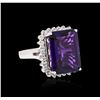 Image 2 : 14KT White Gold 9.12 ctw Amethyst and Diamond Ring