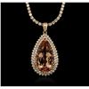 Image 1 : 14KT Rose Gold GIA Certified 32.00 ctw Morganite and Diamond Pendant With Chain