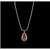 Image 2 : 14KT Rose Gold GIA Certified 32.00 ctw Morganite and Diamond Pendant With Chain