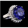 Image 2 : 14KT White Gold GIA Certified 30.20 ctw Tanzanite and Diamond Ring