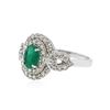 Image 2 : 14KT White Gold 0.82 ctw Emerald and Diamond Ring