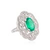 Image 2 : 14KT White Gold 3.75 ctw Emerald and Diamond Ring