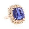 Image 2 : 14KT Rose Gold 25.52 ctw GIA Certified Tanzanite and Diamond Ring