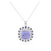 Image 2 : 14KT White Gold 11.90 ctw Tanzanite, Sapphire and Diamond Pendant With Chain