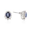 Image 2 : 14KT White Gold 1.35 ctw Sapphire and Diamond Earrings