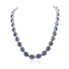 Image 2 : 14KT White Gold 81.94 ctw Tanzanite and Diamond Necklace