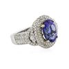 Image 2 : 14KT Two-Tone Gold 4.29 ctw Tanzanite and Diamond Ring