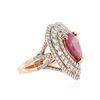 Image 2 : 18KT Two-Tone Gold 7.17 ctw Ruby and Diamond Ring