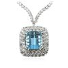 Image 2 : 18KT White Gold 16.60 ctw GIA Certified Aquamarine and Diamond Pendant W/ Chain