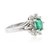 Image 2 : 18KT White Gold 0.67 ctw Emerald and Diamond Ring