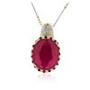 Image 1 : 14KT Yellow Gold 71.80 ctw Ruby and Diamond Pendant With Chain