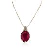 Image 2 : 14KT Yellow Gold 71.80 ctw Ruby and Diamond Pendant With Chain