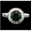 Image 1 : 14KT White Gold 1.83 ctw Green Tourmaline and Diamond Ring