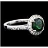 Image 2 : 14KT White Gold 1.83 ctw Green Tourmaline and Diamond Ring