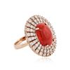 Image 2 : 14KT Rose Gold 5.36 ctw Coral and Diamond Ring