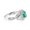 Image 2 : 18KT White Gold 0.56 ctw Emerald and Diamond Ring