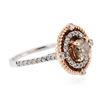 Image 2 : 14KT White Gold 1.14 ctw Light Brown & White Diamond Ring