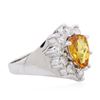 Image 2 : 14KT White Gold 2.22 ctw Orange Sapphire and Diamond Ring