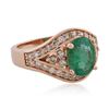 Image 2 : 14KT Rose Gold 1.54 ctw Emerald and Diamond Ring