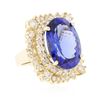 Image 2 : 14KT Yellow Gold 22.93 ctw GIA Certified Tanzanite and Diamond Ring