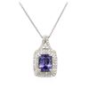 Image 2 : 14KT White Gold 2.10 ctw Tanzanite and Diamond Pendant With Chain