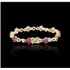 Image 2 : 14KT Yellow Gold 6.40 ctw Ruby and Diamond Bracelet