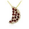 Image 2 : 14KT Yellow Gold 7.00 ctw Ruby and Diamond Pendant With Chain