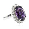 Image 2 : 14KT White Gold 12.96 ctw Amethyst and Diamond Ring